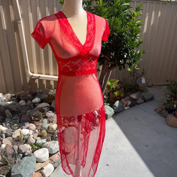 Sheer midi/maxi negligee/dress/cover up - Picture 4 of 10